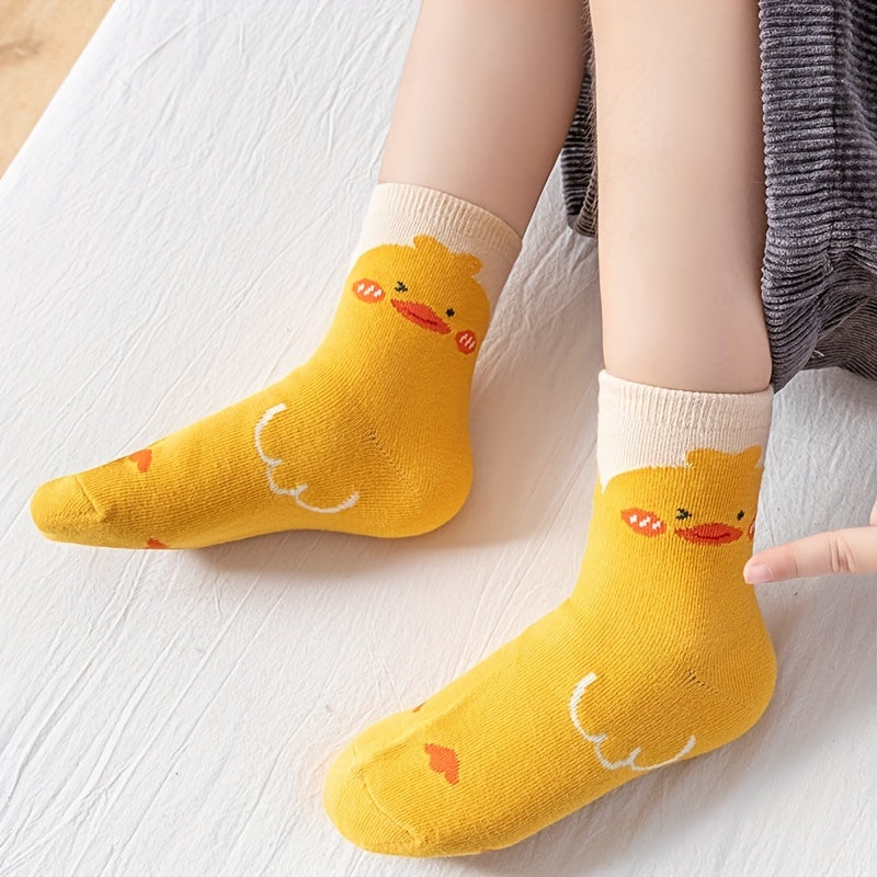 5 Pairs Girls Cartoon Duck Pattern Socks for Kids