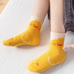 5 Pairs Girls Cartoon Duck Pattern Socks for Kids