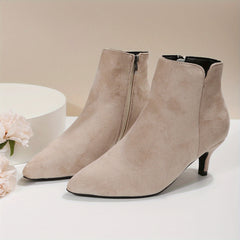 Women's Kitten Heel Ankle Boots Side Zip Comfortable Short Booties