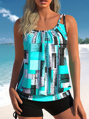 Colorblock Stripe Print Tankini Set