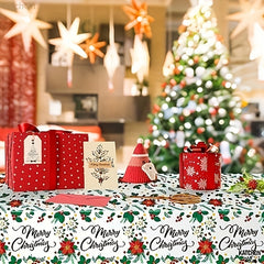 1pc Christmas Tablecloth Disposable Plastic Rectangular Decoration