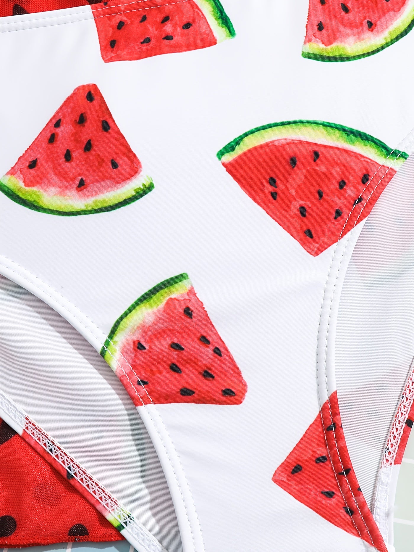 Girl's Watermelon Swimsuit 3pcs Bikini Set & Skirt