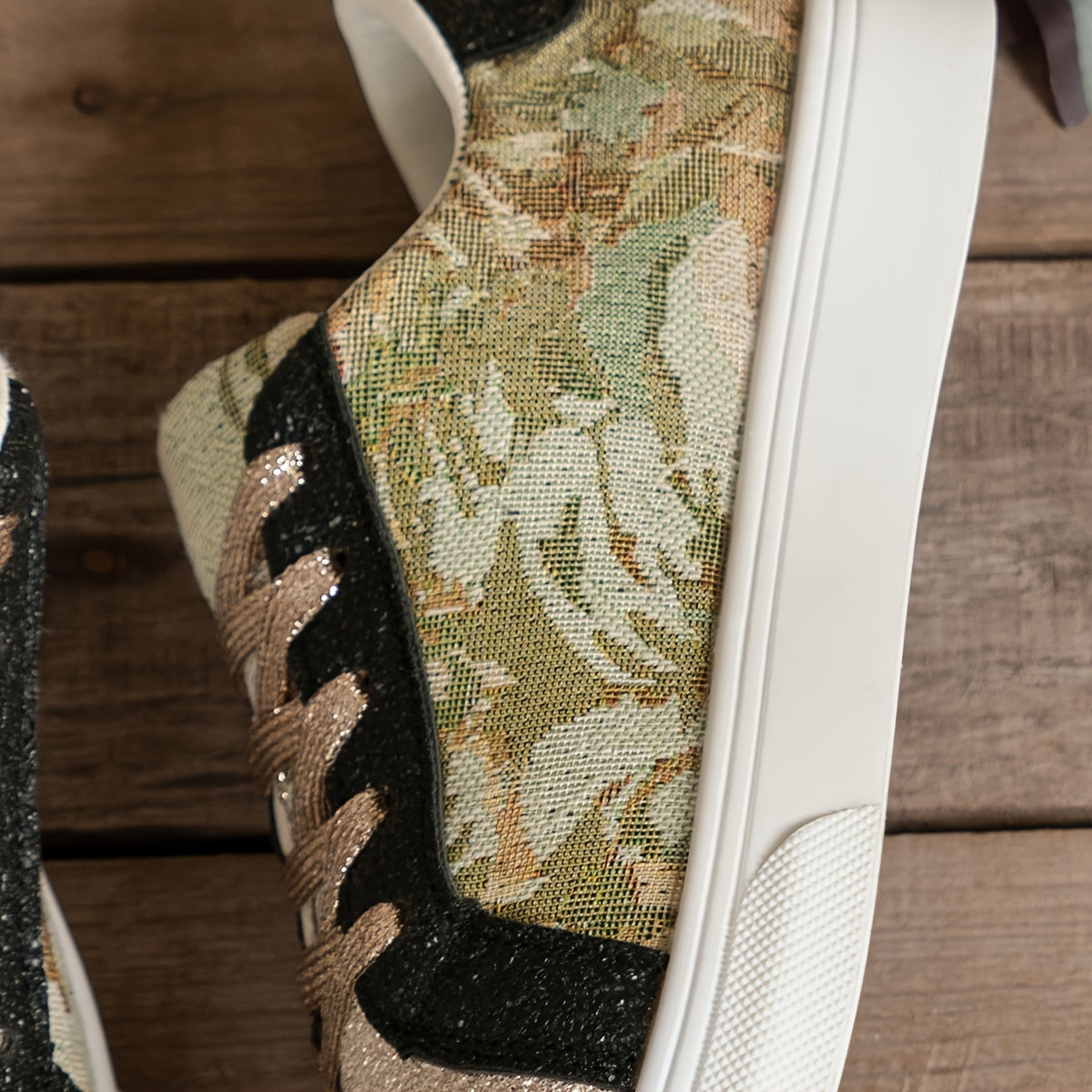 Floral Graphic Lace-up Sporty Flats Women's Shoes