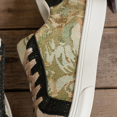 Floral Graphic Lace-up Sporty Flats Women's Shoes