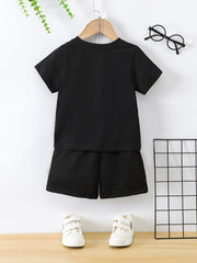 Boys Bear Graphic Outfit Short Sleeves Round Neck T shirt & Shorts
