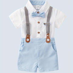 Baby Boy Gentleman Style 2-Piece Set Bow Tie & Suspender Shorts