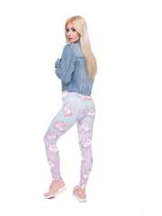 Gradient Unicorn Print Leggings High Waist Slim Long Length