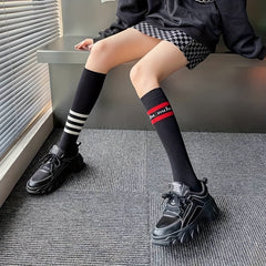 Striped Calf Socks Women's Knee High Stockings