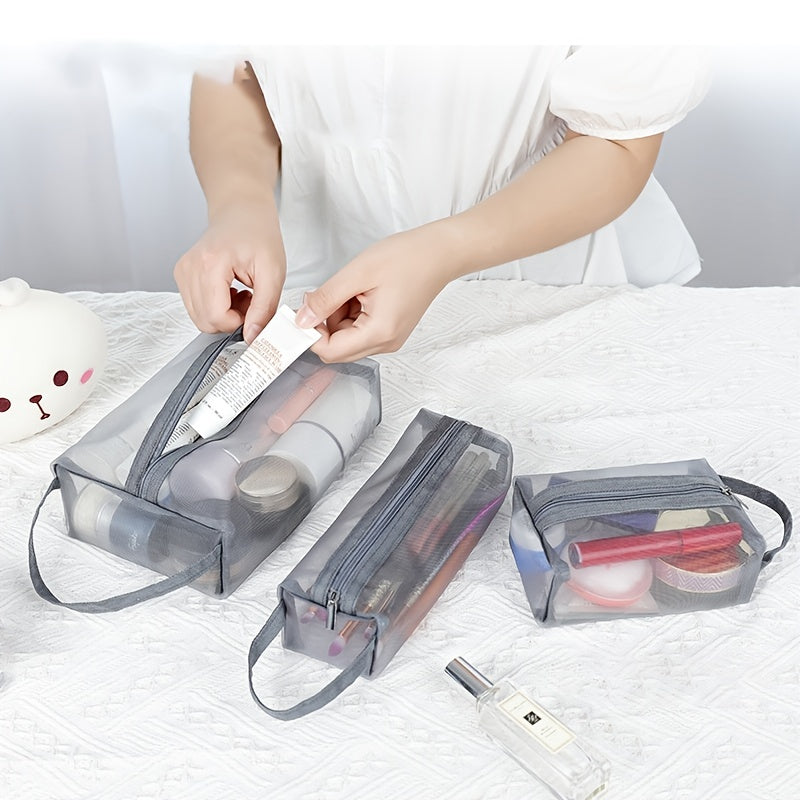 Clear Mesh Cosmetic Bag Portable Makeup Zipper Pouch Organizer