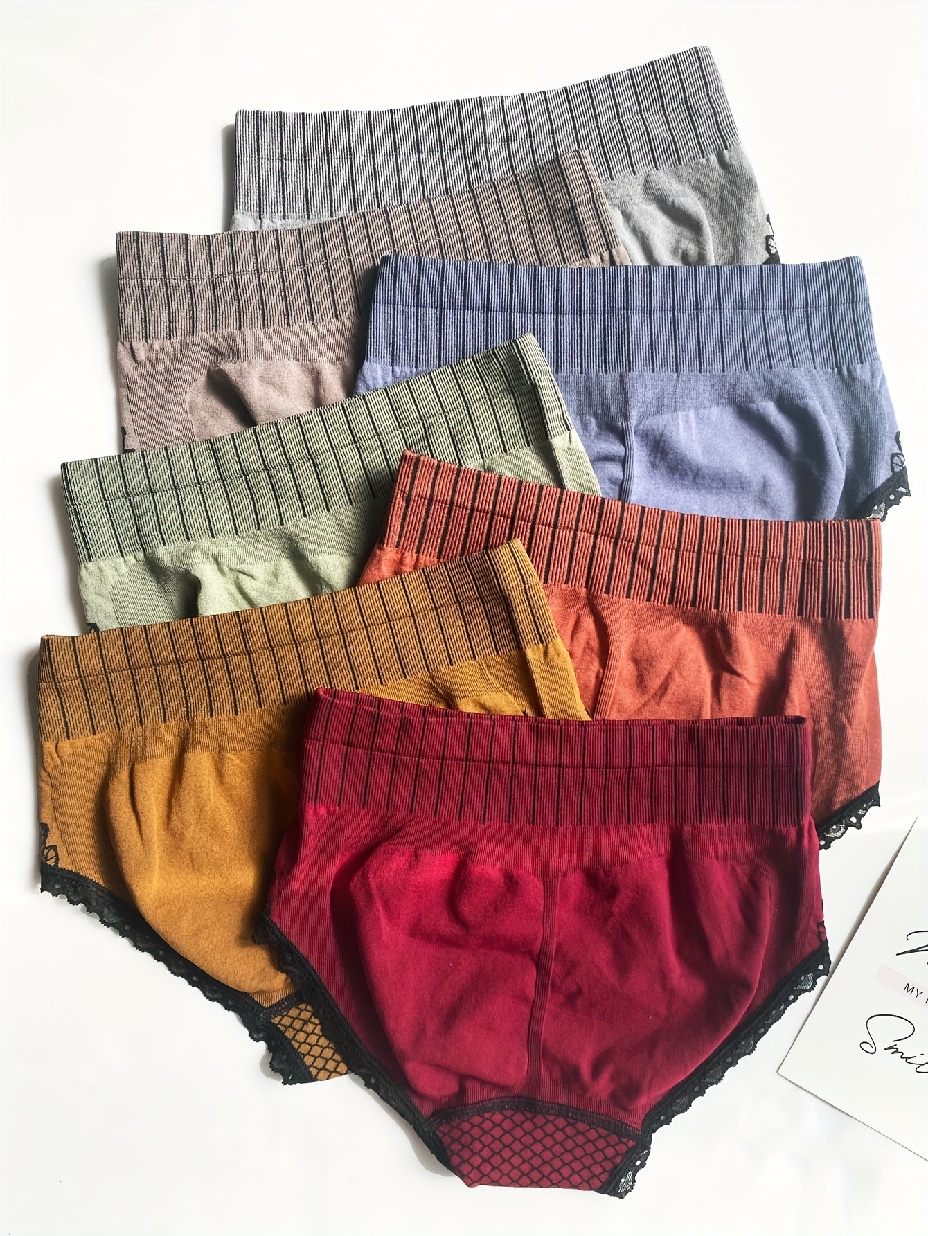 7pcs Lace Stitching Briefs High Waist Sexy Panties Women's Lingerie