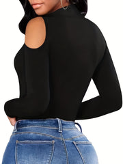 Cold Shoulder Bodysuit Long Sleeve Women's Clothing