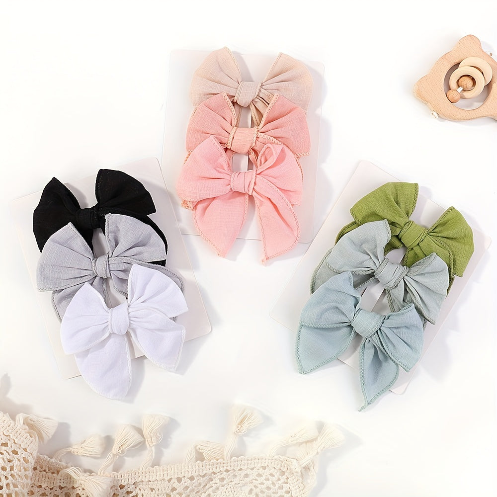 3pcs Plain Bow Hair Clips Set for Baby Girls