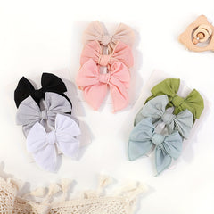 3pcs Plain Bow Hair Clips Set for Baby Girls