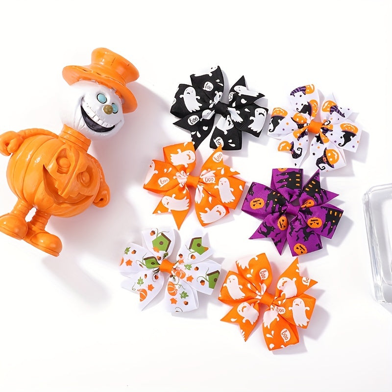 2pcs Halloween Bow Hair Clips Multicolor Sets for Baby Girls