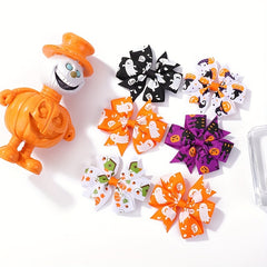 2pcs Halloween Bow Hair Clips Multicolor Sets for Baby Girls