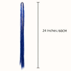 60 96 Cm Sparkle Hair Tinsel Rainbow Colored Strands Hair Extensions