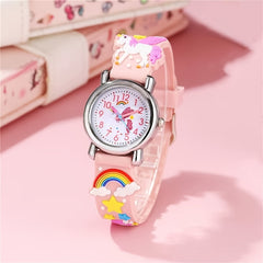 Children's Quartz Watch Rainbow Horse Soft Rubber Strap Boys Girls Watch