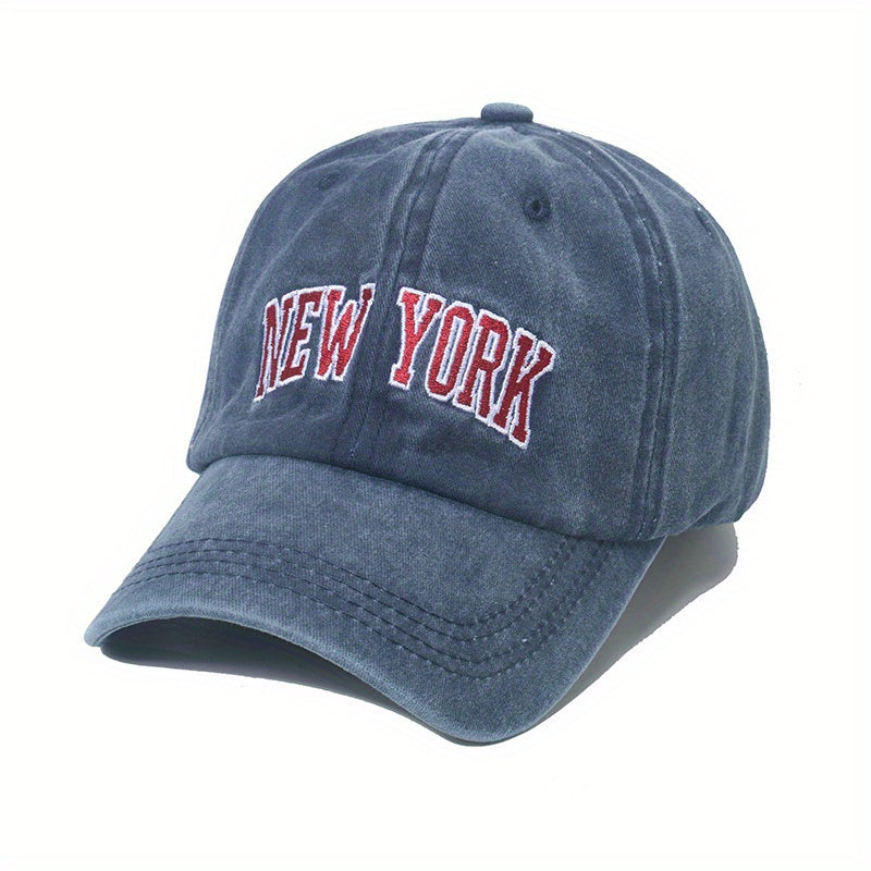 Letter Embroidery Baseball Cap Retro Washed Peaked Cap Outdoor Sun Visor