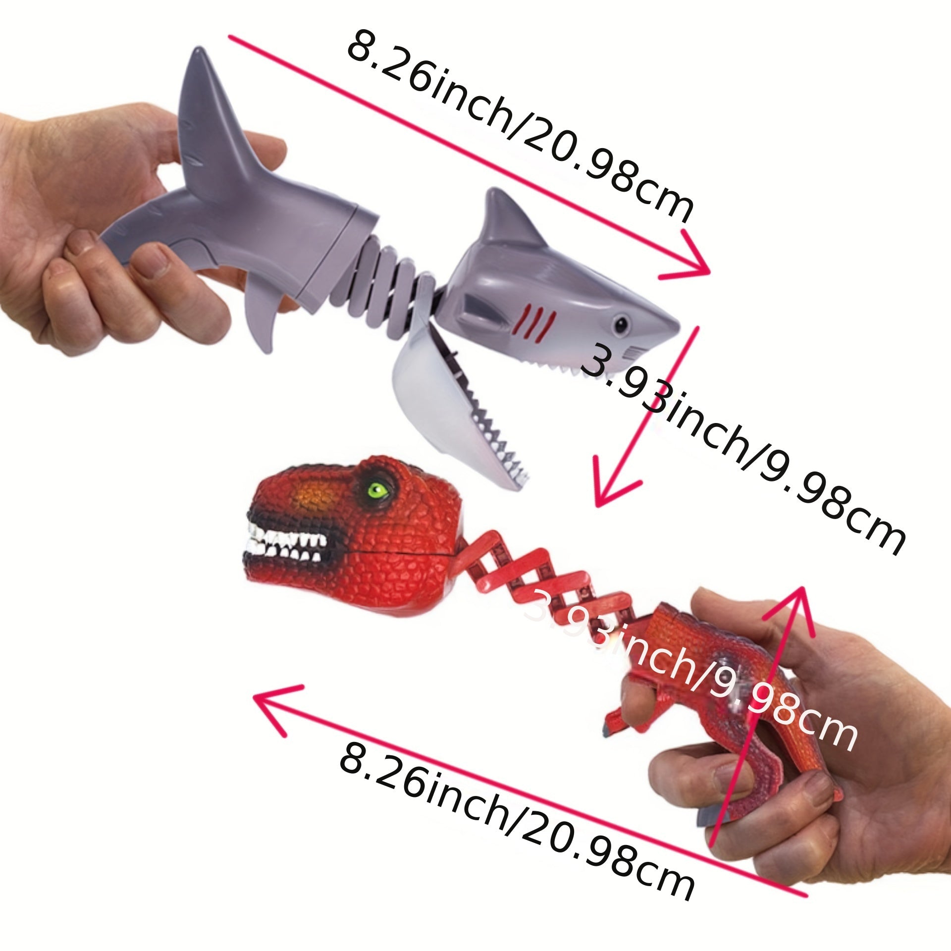 Funny Telescopic Spring Shark Dinosaur Manipulator Clamp Bite Hand Prank Toy
