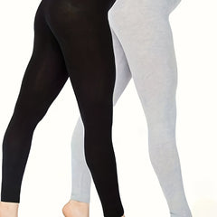 2 Pack Plus Size High Rise Sports Leggings Set
