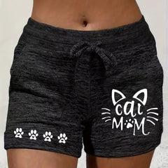 Cat Mom Drawstring Shorts for Women
