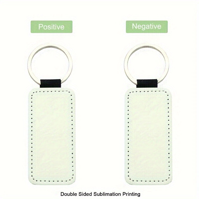 10pcs Sublimation PU Leather Rectangle Keychain, Double Side Printing