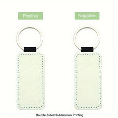 10pcs Sublimation PU Leather Rectangle Keychain, Double Side Printing