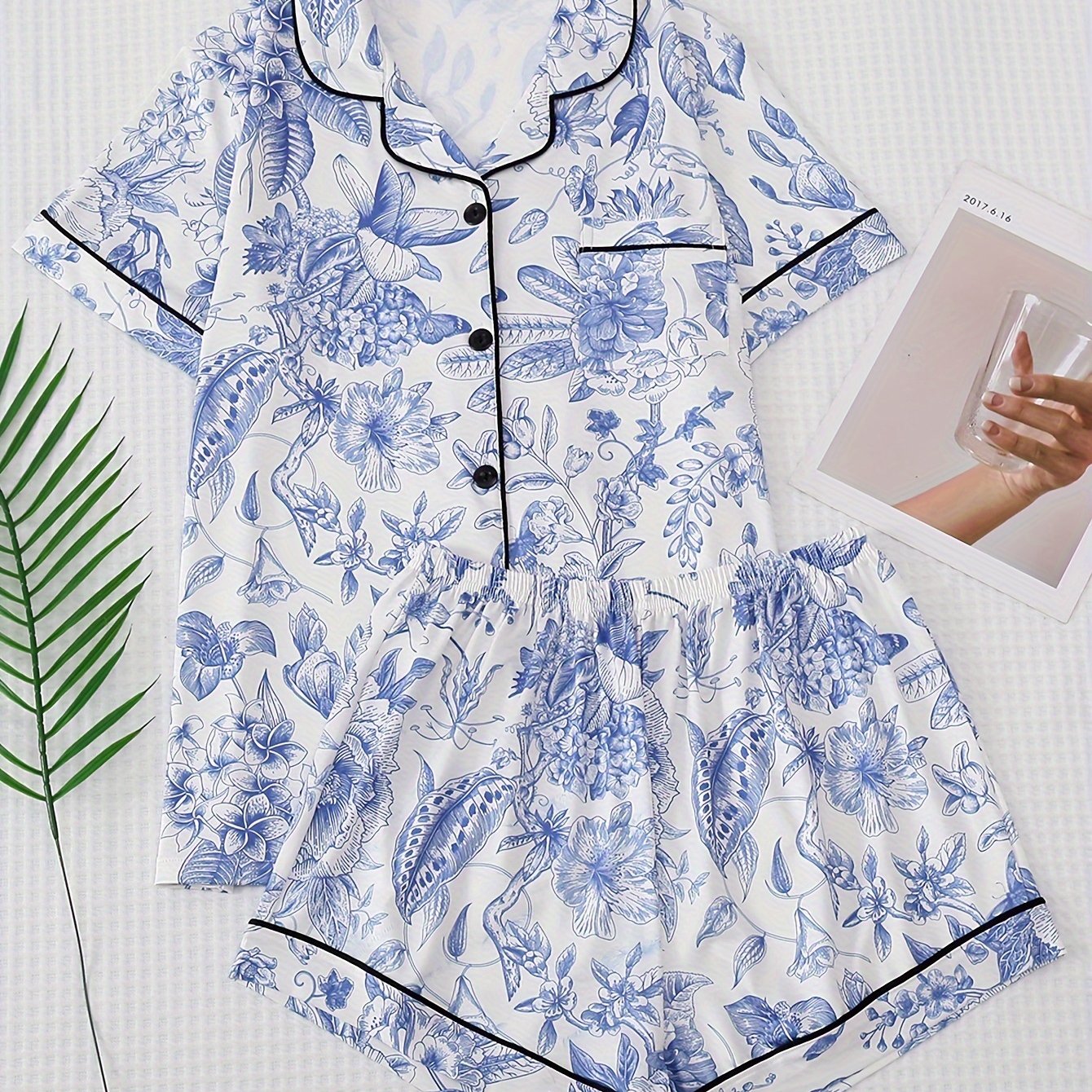 Floral Pajama Set Short Sleeve Top & Shorts