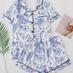 Floral Pajama Set Short Sleeve Top & Shorts