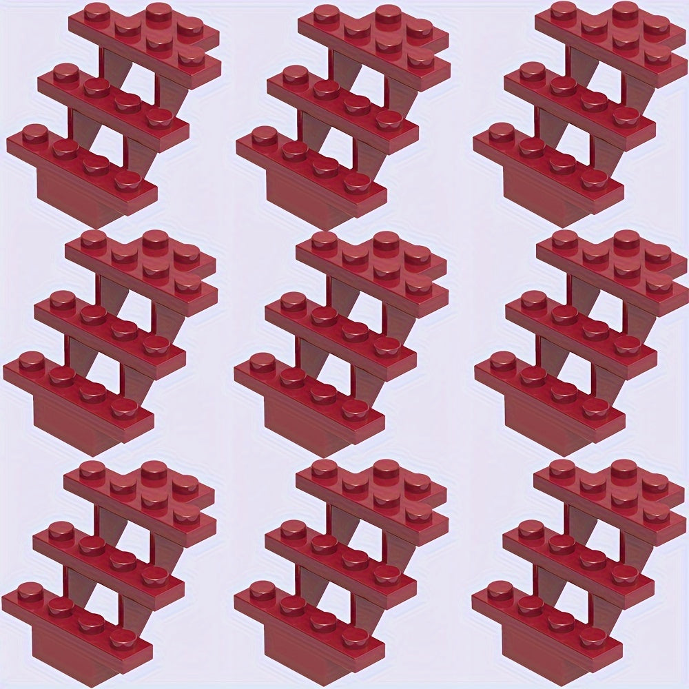 9pcs Building Block Set 4x4x3 House Staircase & Characters Mixed Colors ABS Toys