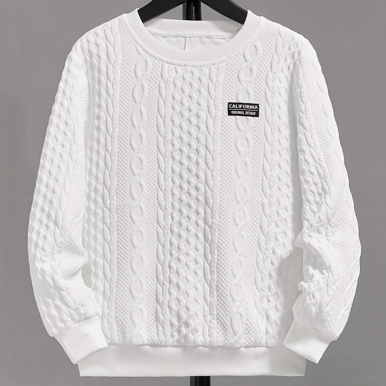 Boys Solid Crew Neck Sweatshirt with CALIFORNjsonIA Patch