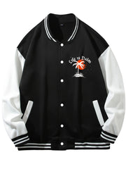 Life Is Palm Print Men's Casual Baseball Jacket
