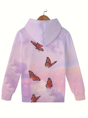 Dreamy Butterfly Sky Hooded Sweatshirt Girls Sweet Hoodies Pullover