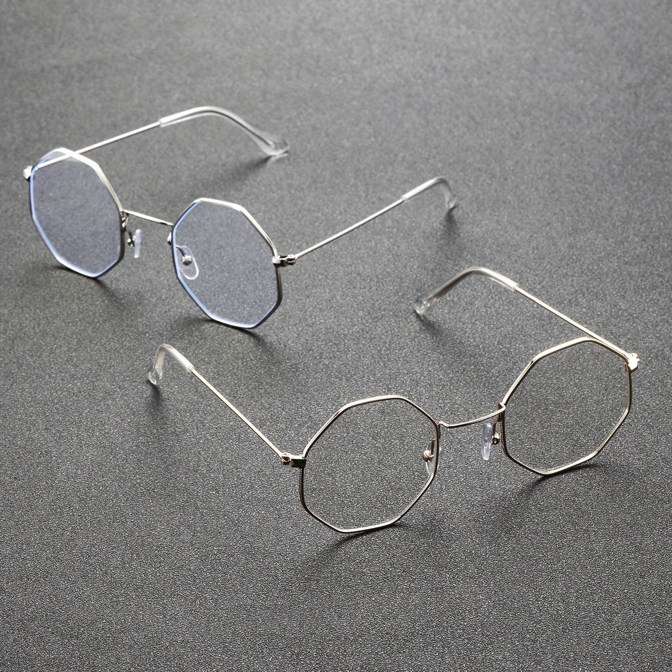 2 Pairs Men's Metal Polygonal Casual Student Copper Alloy Glasses