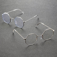 2 Pairs Men's Metal Polygonal Casual Student Copper Alloy Glasses