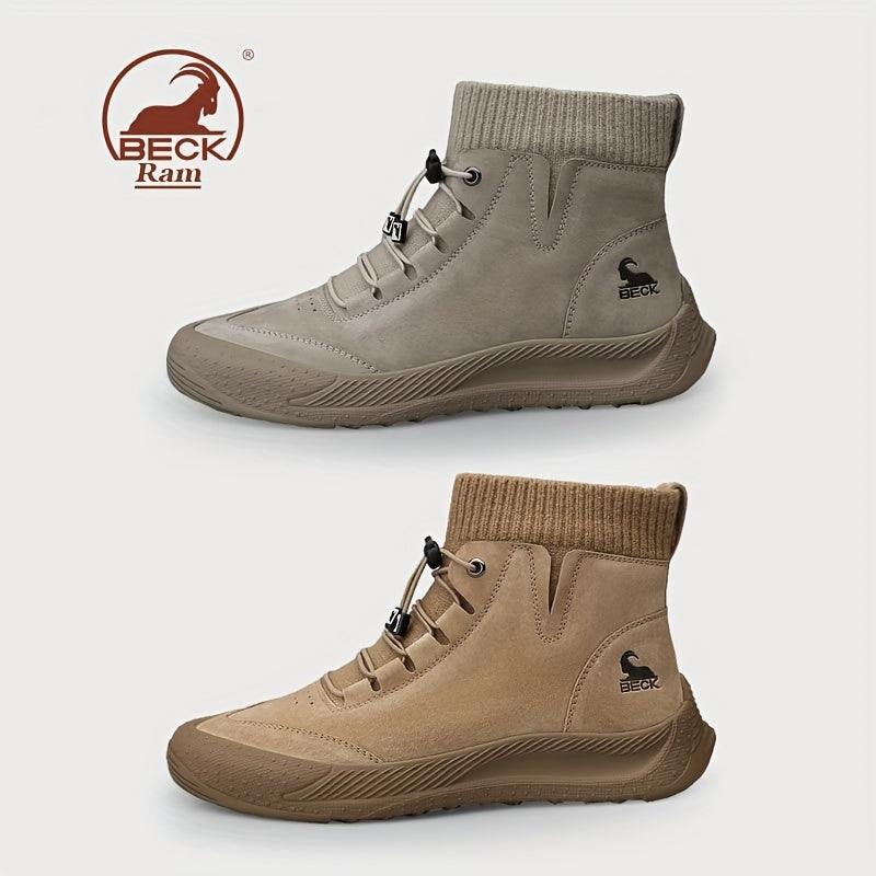 Men's No Tie Lace up Boots Casual Walking Shoes Sock Shoes