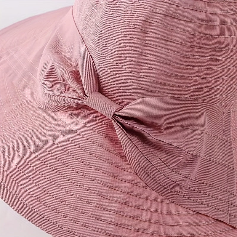 Women's Wide Brim UV Protection Sun Hat with Bowknot