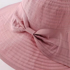 Women's Wide Brim UV Protection Sun Hat with Bowknot
