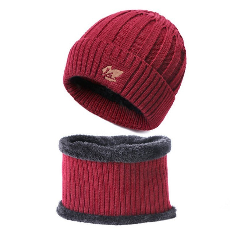 Velvet Thickened Cycling Hat Set Warm Windproof Knitted Beanie Muffler