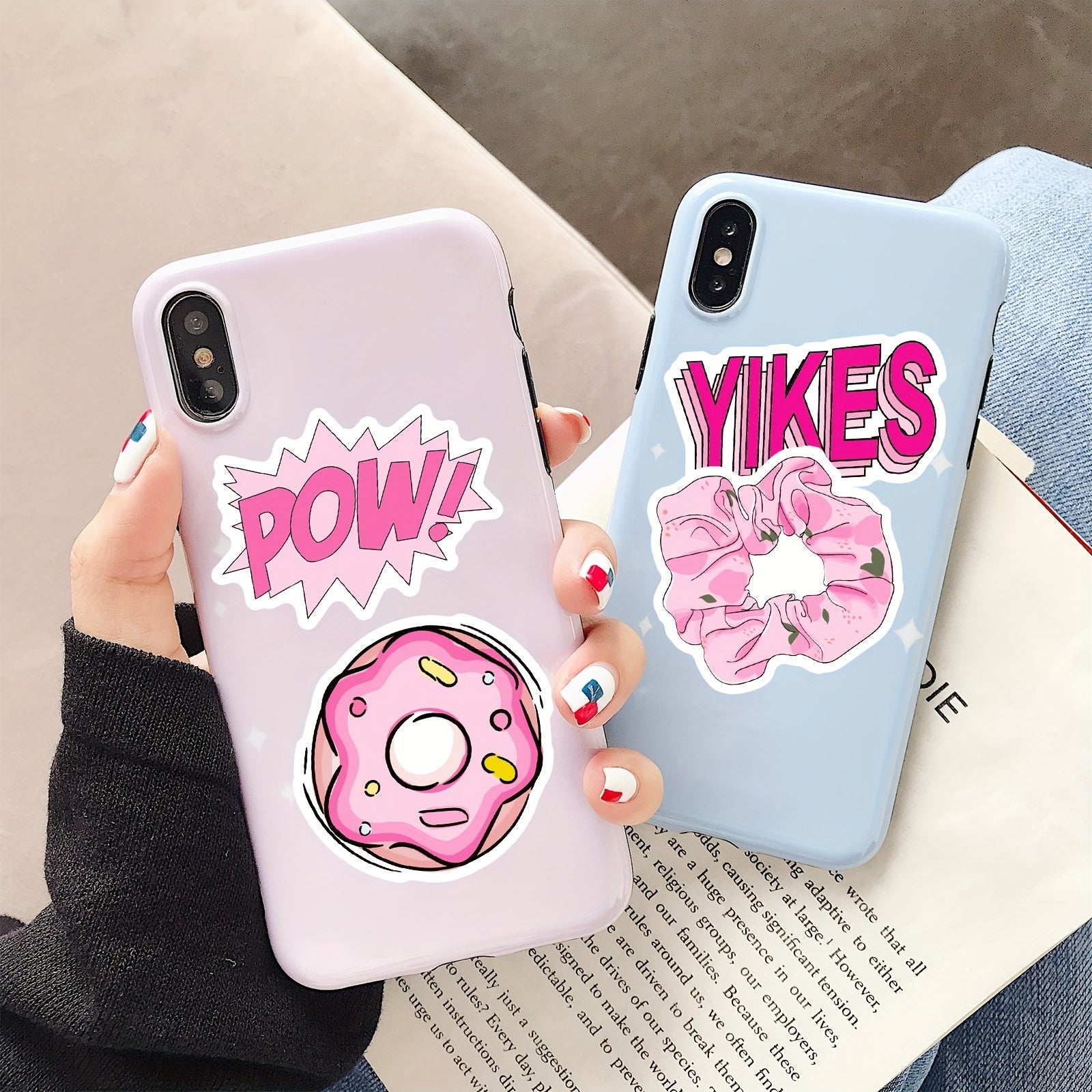 100 Pink Cartoon Vinyl Stickers for Water Bottles Laptop Luggage G