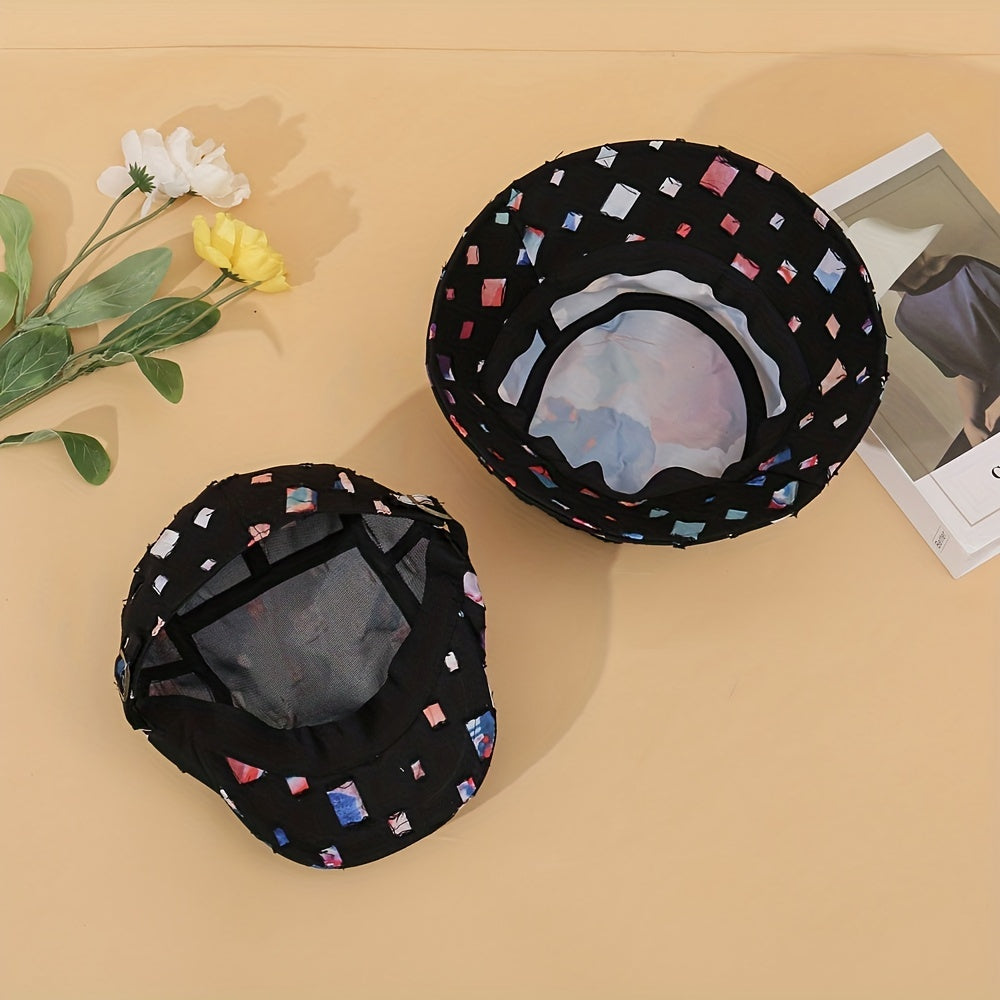 2pcs Colorful Ripped Distressed Sunshade Bucket Hats