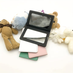 PU Leather Makeup Mirror Double sided Portable Folding Mirror