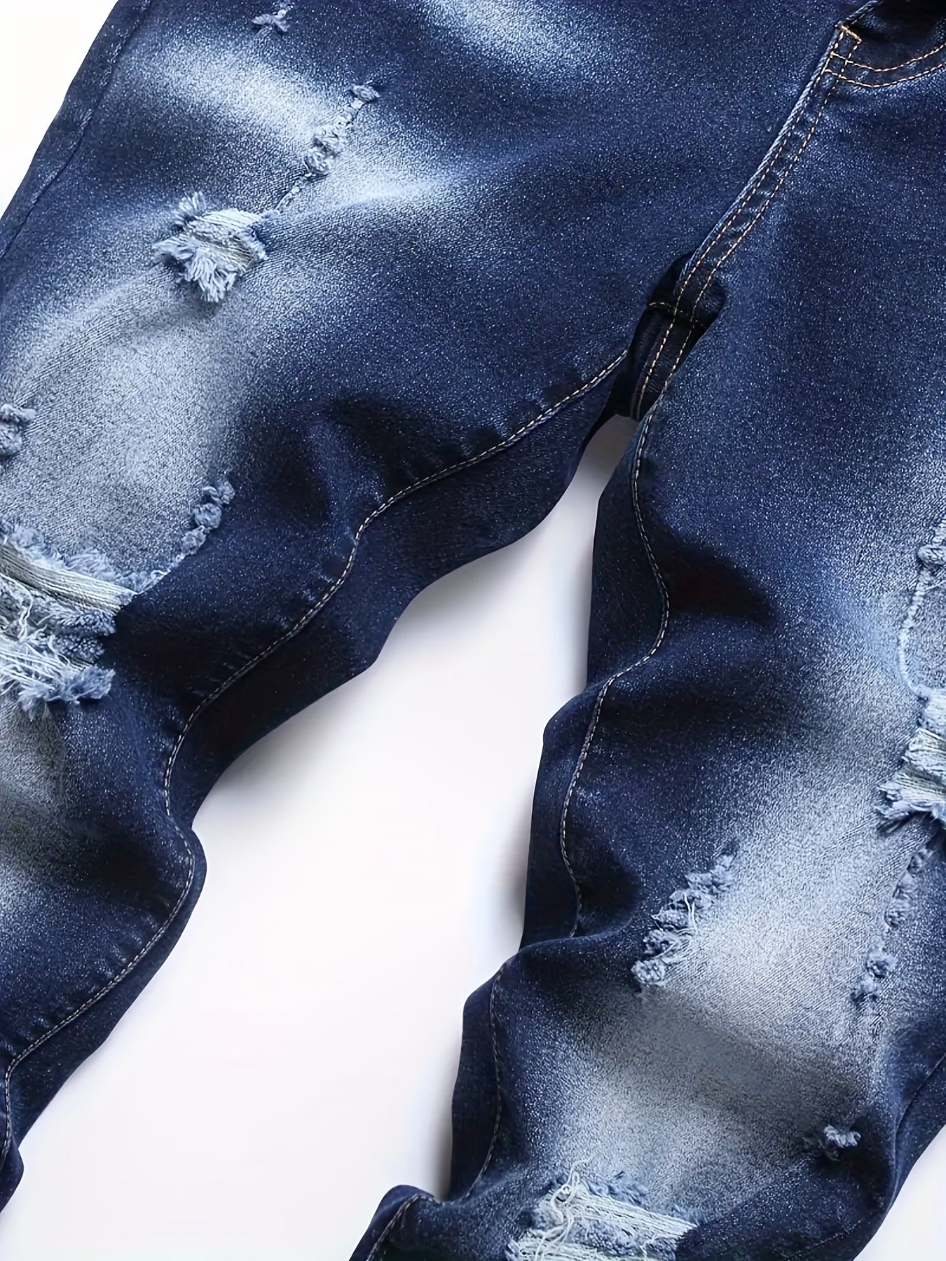 Men's Slim Fit Ripped Jeans Casual Street Style Distressed Denim Pants