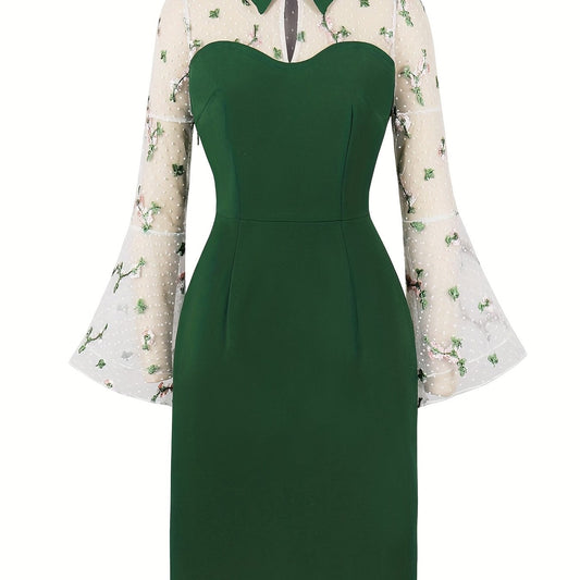 Floral Print Long Sleeve Lapel Dress for Party & Banquet