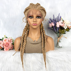 Lace Front Wig with Baby Hair 4 Braids Box Wig for Women