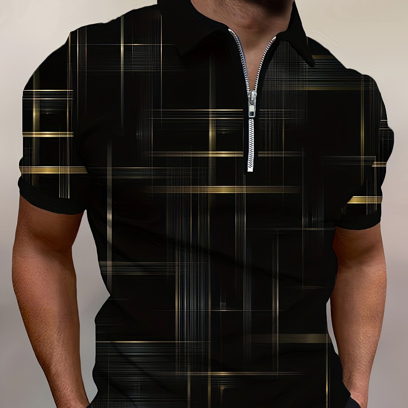 Men's Plaid Shirt Zipper Summer
