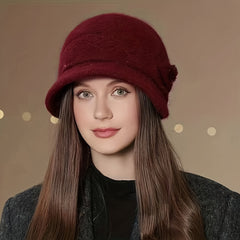 Thick Knitted Winter Hat for Women, Warm Bucket Headwear Gift for Mother