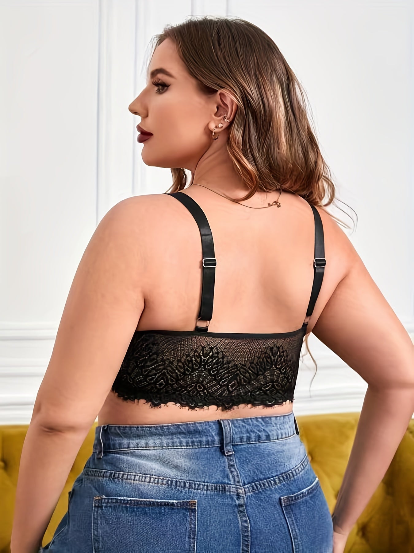 Sexy Bra Women's Plus Eyelash Lace Full Cover Bralette