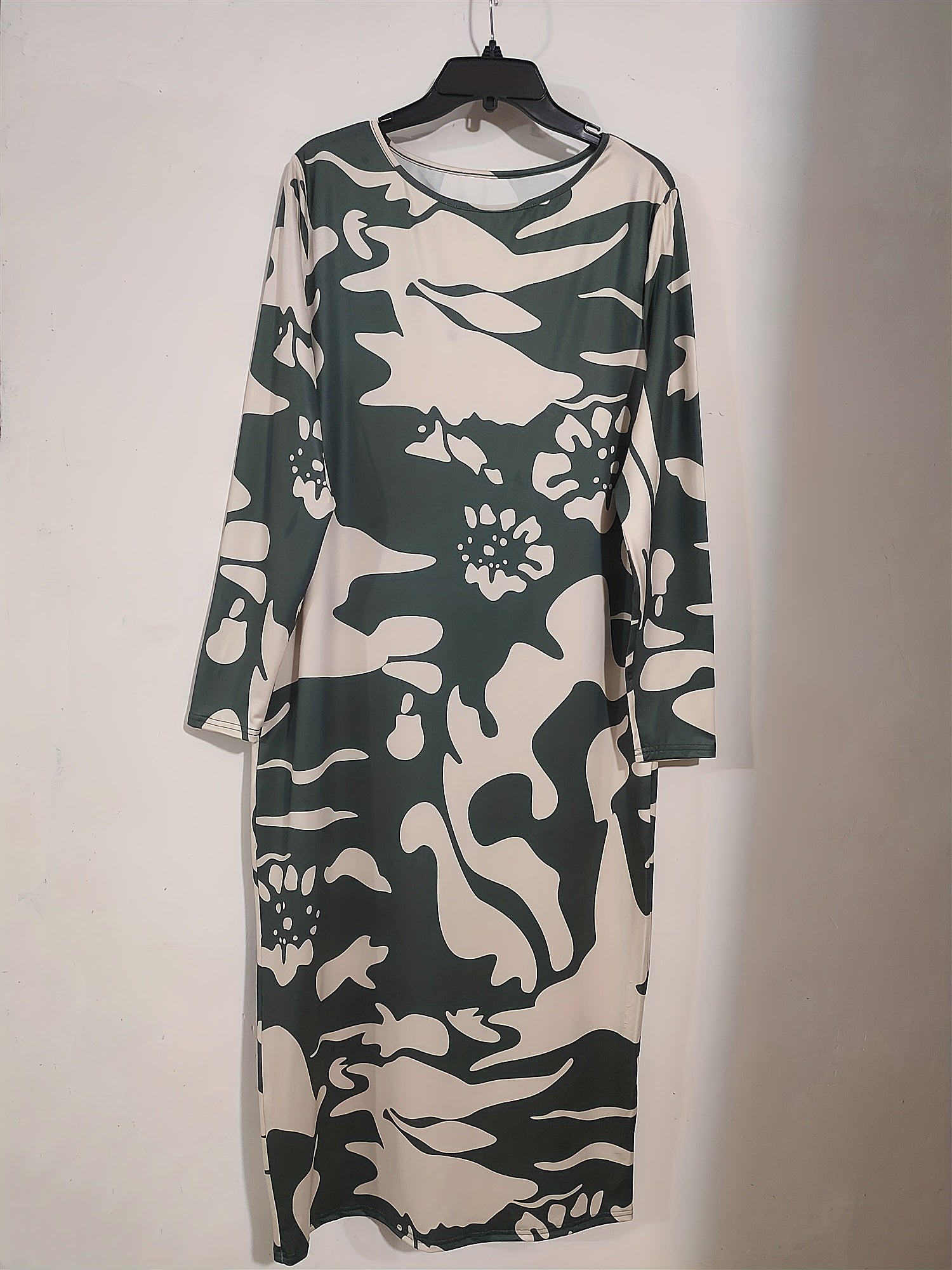 Retro Dress Round Neck Bodycon Midi Dress