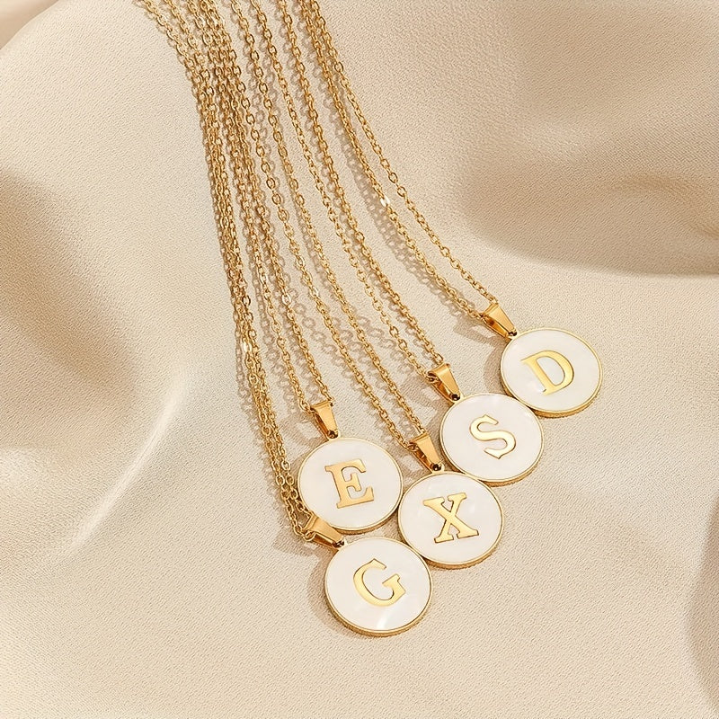 Enamel Initial Letter Pendant Necklace Fashion Jewelry for Women Girls